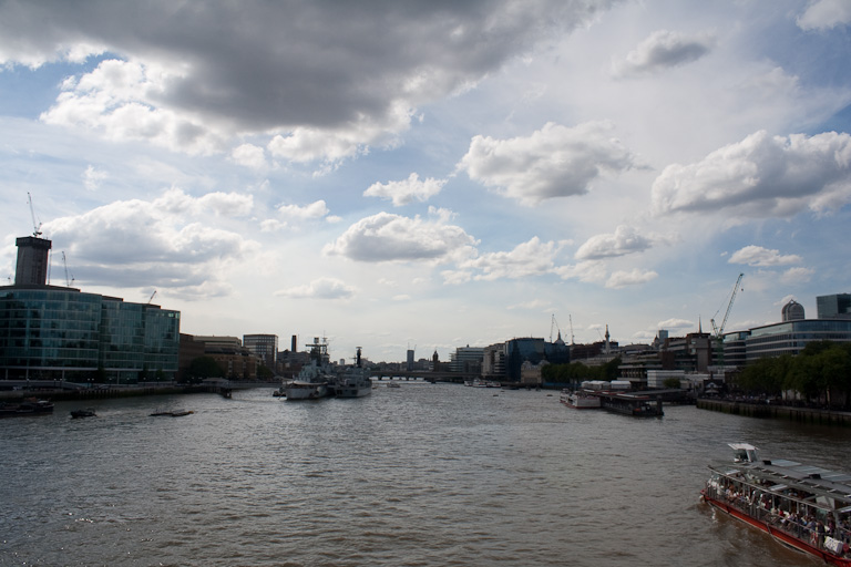 On the bridge looking down the Thames