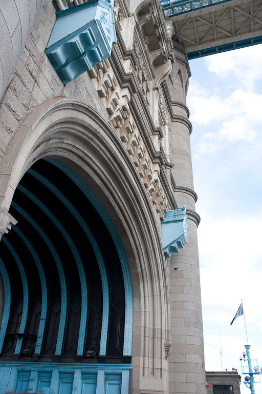 Looking at the North tower of Tower Bridge from the south